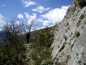 Fault scarps like this one in Italy’s central Apennine Mountains have allowed researchers to understand how the lower crust, nine miles below, influences earthquakes. Credit: Joanna Faure Walker, University College London 