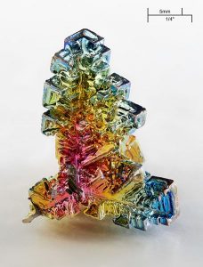 Artificially grown bismuth crystal. Credit: Alchemist-hp/Wikipedia