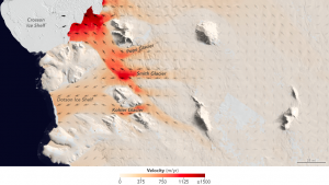 For a pair of recent studies, UCI and NASA JPL scientists examined three neighboring glaciers in West Antarctica that are melting and retreating at different rates. The Smith, Pope and Kohler glaciers flow into the Dotson and Crosson ice shelves in the Amundsen Sea embayment in West Antarctica, the part of the continent with the largest loss of ice mass. Credit: NASA JPL