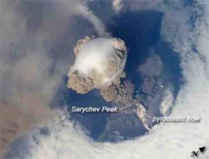 Photo of early stages of the eruption of the Sarychev on June 12, 2009
