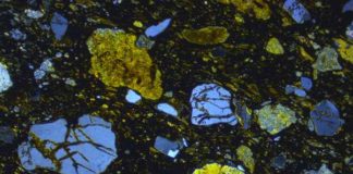 Thin section view of meteoritic ejecta deposit si