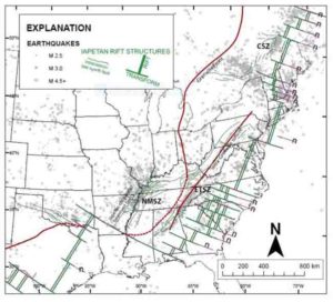 Distribution of intraplate earthquakes in central and eastern North America