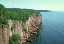 Dramatic cliffs on the shores of Lake Superior.
