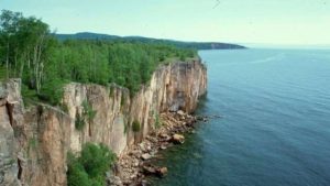 Dramatic cliffs on the shores of Lake Superior.