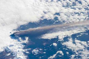 The eruption of Alaska’s Pavlof Volcano as seen from the International Space Station May 18, 2013. 