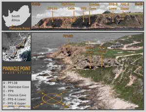 The team has been excavating caves at Pinnacle Point, South Africa, for nearly 20 years. Glass shards were discovered at the PP5-6 location.