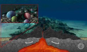 Microbes in a sub-seafloor aquifer feast on carbon in fluids flowing through the permeable rock.