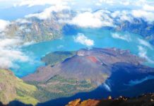 The Mount Rinjani crater in Lombok, Indonesia.