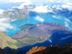 The Mount Rinjani crater in Lombok, Indonesia.