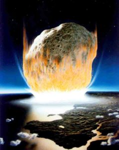  An artist's interpretation of the asteroid impact that wiped out all non-avian dinosaurs. Credit: NASA/Don Davis.
