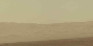 In this handout image provided by NASA/JPL-Caltech/MSSS, a color image from NASA’s Curiosity rover’s Mast Camera shows part of the wall of Gale Crater, the location on Mars where the rover landed August 5, 2012 on Mars. Credit: NASA via Getty Images