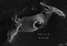 An October 7th, 2019 image of Hunga Tonga-Hunga Ha‘apai from NASA Earth Observatory. Credit: Joshua Stevens, using RADARSAT-2 data courtesy of James Garvin/NASA GSFC