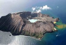 Whakaari/White Island, New Zealand. On December 9, 2019, several Australians were among the dozens of tourists who were killed, injured, or went missing when the volcano erupted. Credit: Rfleming/public domain.