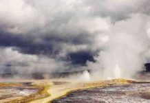 Geysers in Yellowstone National Park attest to the presence of a supervolcano, which is currently dormant. An eruption of this explosive volcano would impact the entire planet. Credit: © P.H. Barry