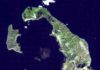 Minoan eruption of Thera. Satellite image of Thera, November 21, 2000. Credit: NASA, public domain