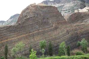 The Xiamaling Formation in China, which contains fossilised algae from primeval times. Credit: © Don E. Canfield