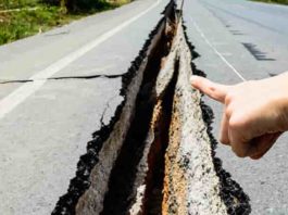 Stick-slip events in the earth cause damage like this, but limited data from these relatively rare earthquakes makes them difficult to model with machine learning. Transfer learning may provide a path to understanding when such deep faults slip. Credit: Dreamstime