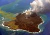 Japan volcanic island smouldering and growing