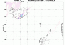 Satellites showing clouds of sulphur dioxide from Bardarbunga volcano
