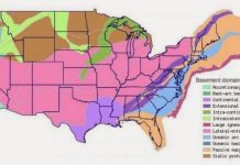 Map shows content and origins of the geologic basement