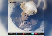 Sarychev Volcano Eruption snapped from Space, June 12, 2009