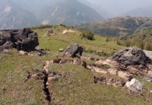 Landslides after earthquake
