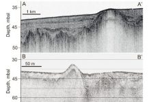 Methane feeds subsea ice mounds off Siberia
