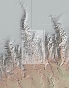 The bathymetric maps of Oceanographer Canyon created by Bill Ryan's team in 1978 using echo-sounding overlay a modern multibeam swath map created by NOAA and USGS. Credit: Bill Ryan 