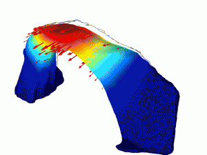 A 3D simulation of resonance mode 1, exaggerated to show the magnitude of displacement. Credit: Jeff Moore 