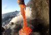 Close footage of Lava entering the ocean