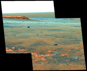 Meteorite accumulation at Victoria Crater. Credit: Image courtesy of University of Stirling