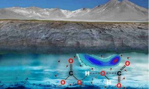 Carbon in the fluid of the Earth’s mantle is not in the form of carbon dioxide but rather in carbonate and bicarbonate ions, researchers found. Credit: Prof. Giulia Galli, et al. 