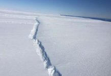 West Antarctic ice shelf breaking up from the inside out
