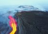 Aerial View of Pouring Lava from Mount Etna