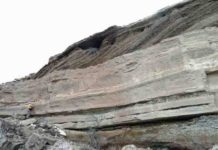 Colorado River’s connection with the ocean was a punctuated affair Bioclastic limestone and cross-bedded conglomerate are visible in exposed rocks at Marl Wash in the Bouse Formation, south of Blythe, California