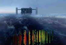 How the Earth stops high-energy neutrinos in their tracks This image shows a visual representation of one of the highest-energy neutrino detections superimposed on a view of the IceCube Lab at the South Pole