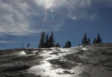 Study reveals structure and origins of glacial polish on Yosemite’s rocks Glacial polish reflects sunlight at Pothole Dome in Yosemite National Park, California.