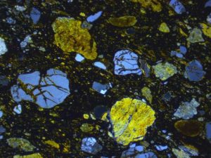 Thin section view of meteoritic ejecta deposit si