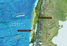 Residual strain despite mega earthquake The Nazca plate moves eastwards with a rate of 6.6 cm per year.
