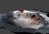 A close-up look at an uncommon underwater eruption High-resolution seafloor topography of the Havre caldera mapped by the autonomous underwater vehicle (AUV) Sentry shows the new 2012 erupted lavas in red.