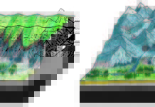 Evolution of Alpine landscape recorded by sedimentary rocks Headwaters of Alpine streams approximately 30 million years ago (left) with an Alpine plateau and a meadow countryside.