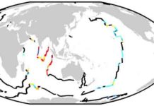A one-two punch may have helped deck the dinosaurs Colored and black points mark the global distribution of mid-ocean ridges, with ages of 66 million years ago created at spreading rates above and below 35 millimeters a year, respectively.