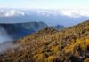 Modern volcanism tied to events occurring soon after Earth’s birth A fieldwork photo from Réunion Island shows the flank of the Cirque de Cilaos, looking out towards the Indian Ocean.