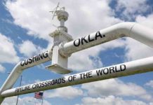 Oklahoma’s earthquakes strongly linked to wastewater injection depth Pipeline monument, Cushing, Oklahoma.