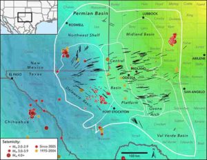 This new map of Earth’s stress field in the Permian Basin of West Texas and southeastern New Mexico could help energy companies avoid causing earthquakes associated with oil extraction. Credit: Jens-Erik Lund Snee