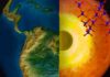 Diamonds from the deep: Study suggests water may exist in Earth’s lower mantle The molecular structure of ice-VII (upper right) is shown with an artistic rendering of the Earth and a cutaway view of the inner Earth (right). Crystallized water, in the form of ice-VII, was found in diamond samples studied at Berkeley Lab.