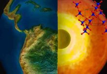 Diamonds from the deep: Study suggests water may exist in Earth’s lower mantle The molecular structure of ice-VII (upper right) is shown with an artistic rendering of the Earth and a cutaway view of the inner Earth (right). Crystallized water, in the form of ice-VII, was found in diamond samples studied at Berkeley Lab.