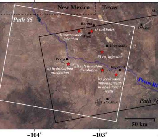 A new study by an SMU geophysical team found alarming rates of ground movement at various locations across a 4000-square-mile area of four Texas counties.