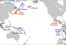 Seismologists introduce new measure of earthquake ruptures A map summarizing the new REEF measure of seismic energy for events around the Pacific Ring of Fire shows the regional patterns indicating earthquake rupture character is affected by persistent features that differ from region to region.
