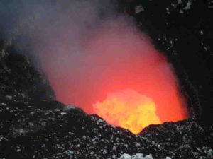 The lava lake in Santiago crater, Masaya volcano, Nicaragua on November 20, 2017.